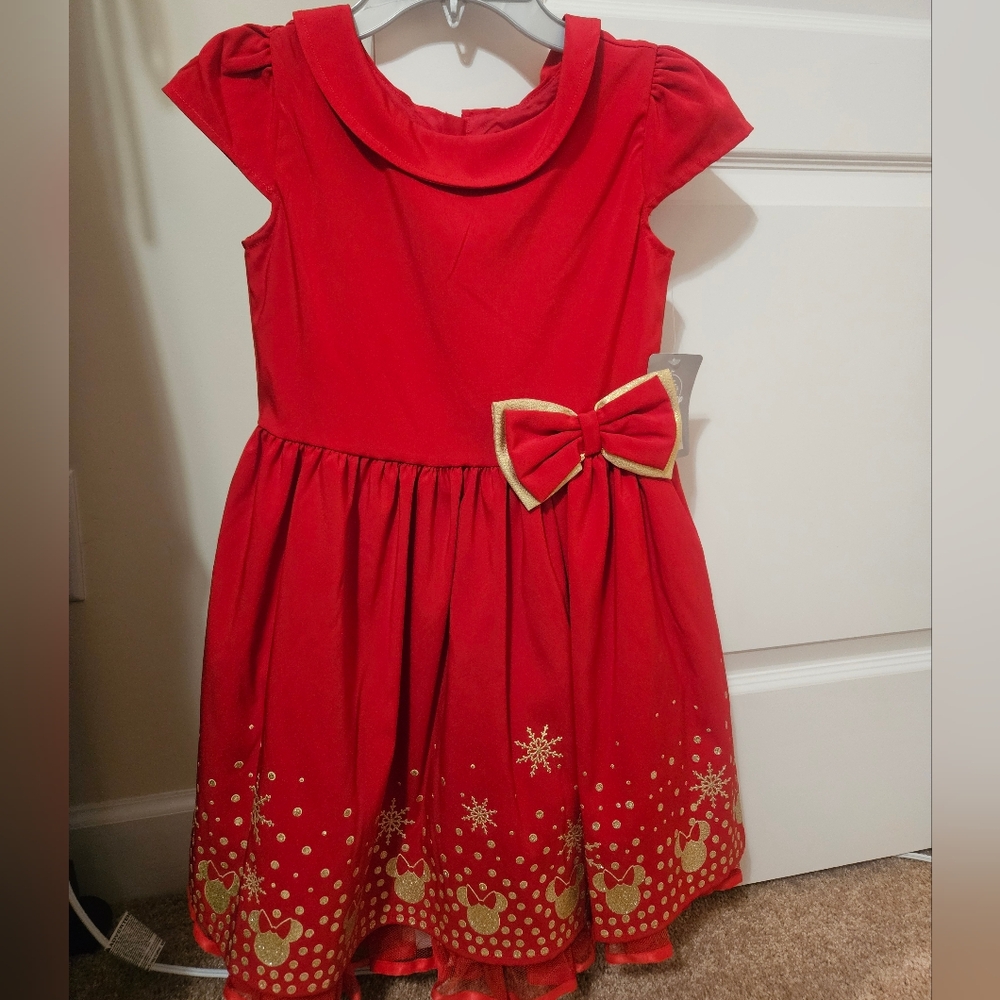 Disney red & gold minnie mouse dress girls size 7-8 NWT